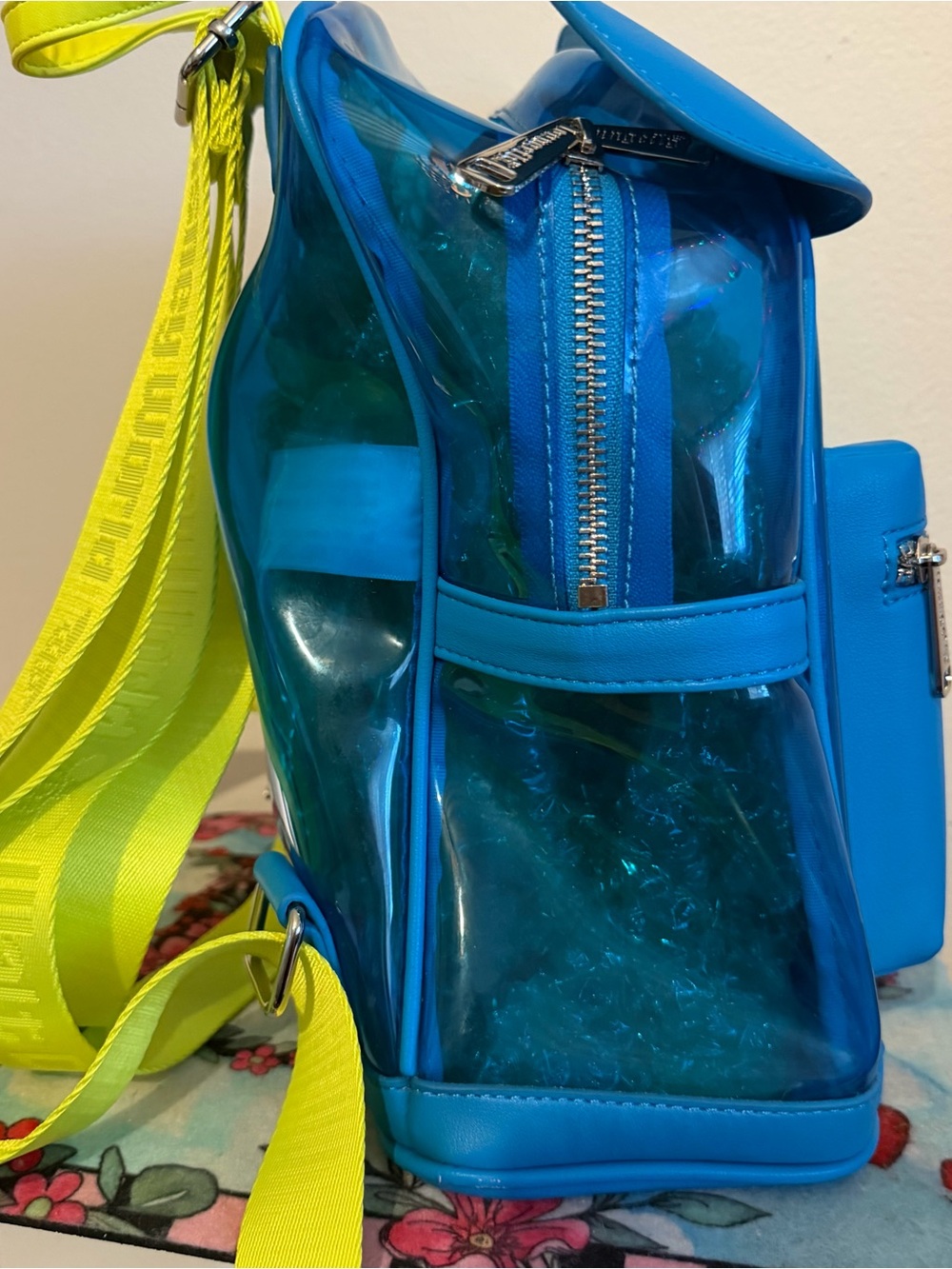 Disney Parks Loungefly Neon Blue Clear Backpack Walt Disney World Mickey Bag - Picture 4 of 8